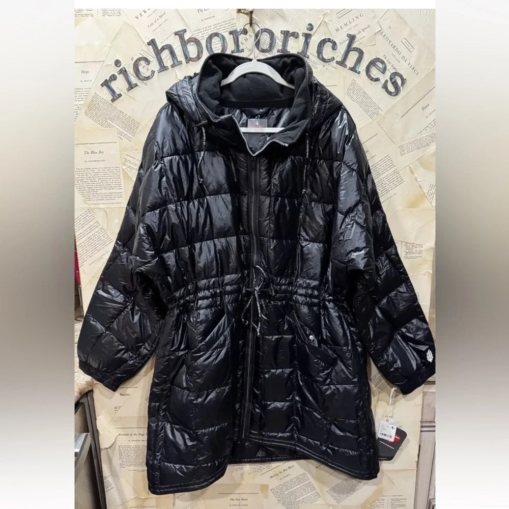 Free People Movement Patricia Packable Poncho Puffer Hooded Zip Fleece Collar - Picture 6 of 7